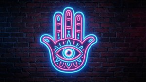 Neon Hamsa Cyberpunk