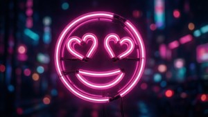 Neon Heart Eye Emoji