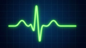 Neon Heartbeat on Dark Blue