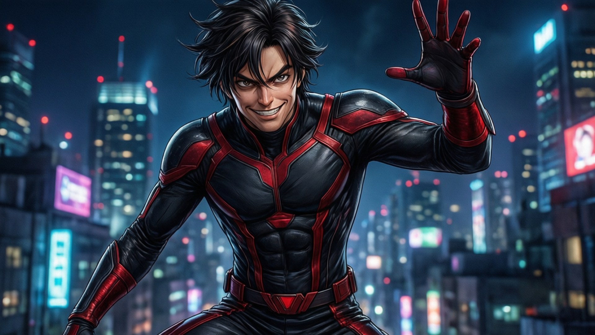 Neon Hero Rooftop by Wallpapers.art Studio