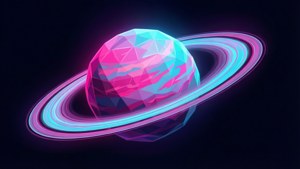 Neon Low Poly Planet