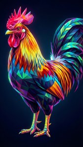 Neon Low-Poly Rooster