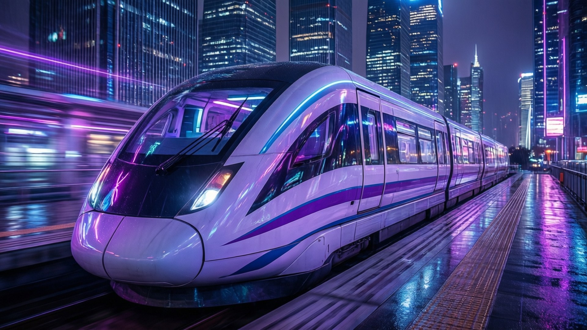 Neon Maglev Night by Wallpapers.art Studio
