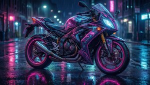 Neon Motorcycle Night