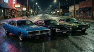 Neon Muscle Car Lineup