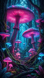 Neon Mushroom Forest