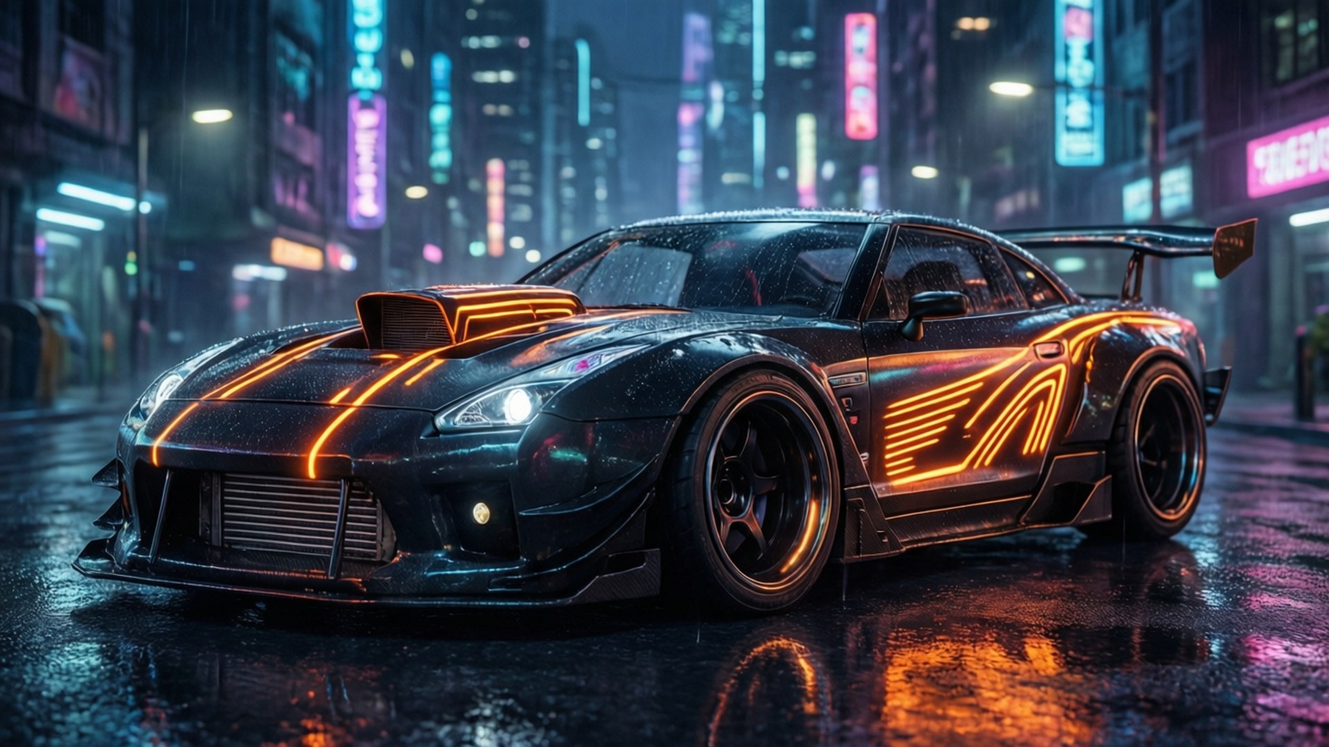 Neon Night Rider by Wallpapers.art Studio