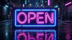 Neon Open Sign at Night