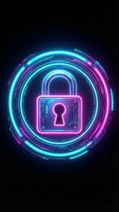 Neon Padlock Trust Badge
