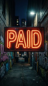 Neon Paid Sign in Alley