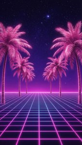 Neon Palm Grid