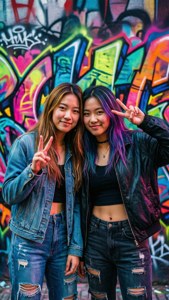 Neon Peace Sign Duo