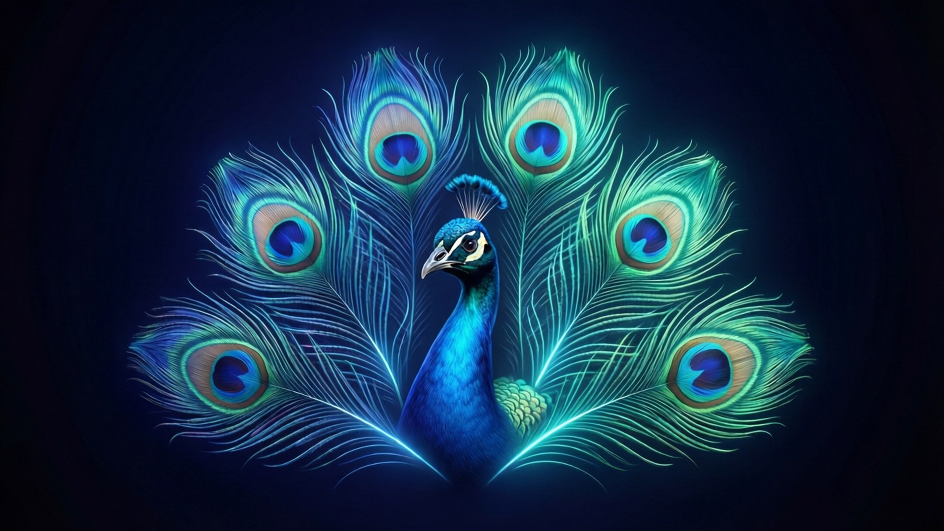 Neon Peacock Glow by Wallpapers.art Studio