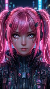 Neon Pink Twin Tails