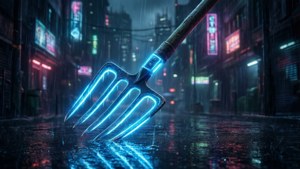 Neon Pitchfork Cyberpunk