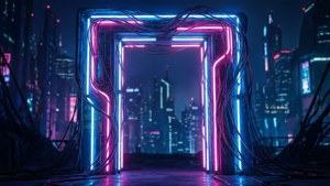 Neon Portal Door Frame