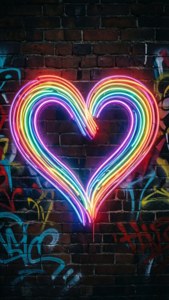 Neon Pride Heart Graffiti