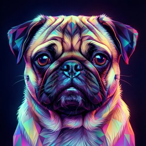 Neon Pug Low Poly