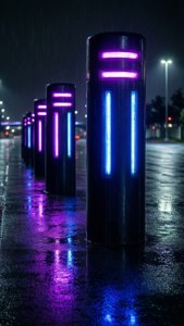 Neon Pylons Night Rain