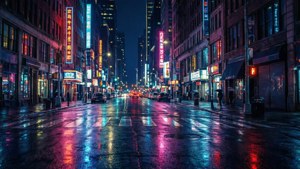 Neon Rain City Night