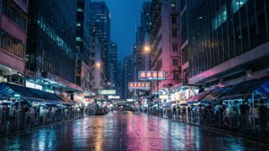 Neon Rain in Hong Kong