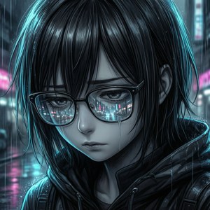 Neon Rain Reflection