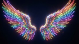 Neon Rainbow Angel Wings