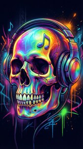 Neon Rainbow Skull Music