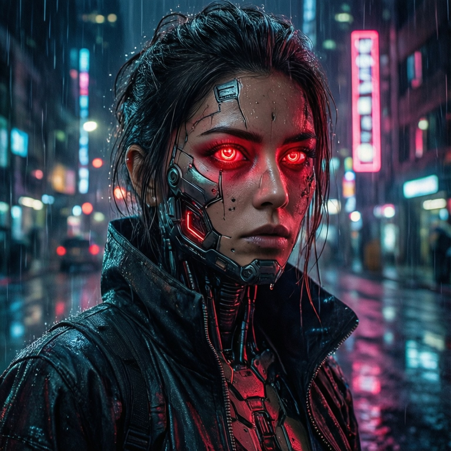 Neon Red Eyes by Wallpapers.art Studio