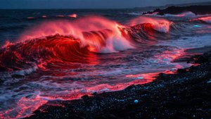 Neon Red Glowing Waves