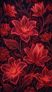 Neon Red Luminous Flora