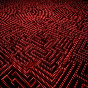 Neon Red Maze Pattern