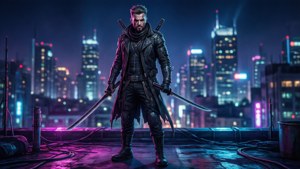 Neon Rooftop Assassin