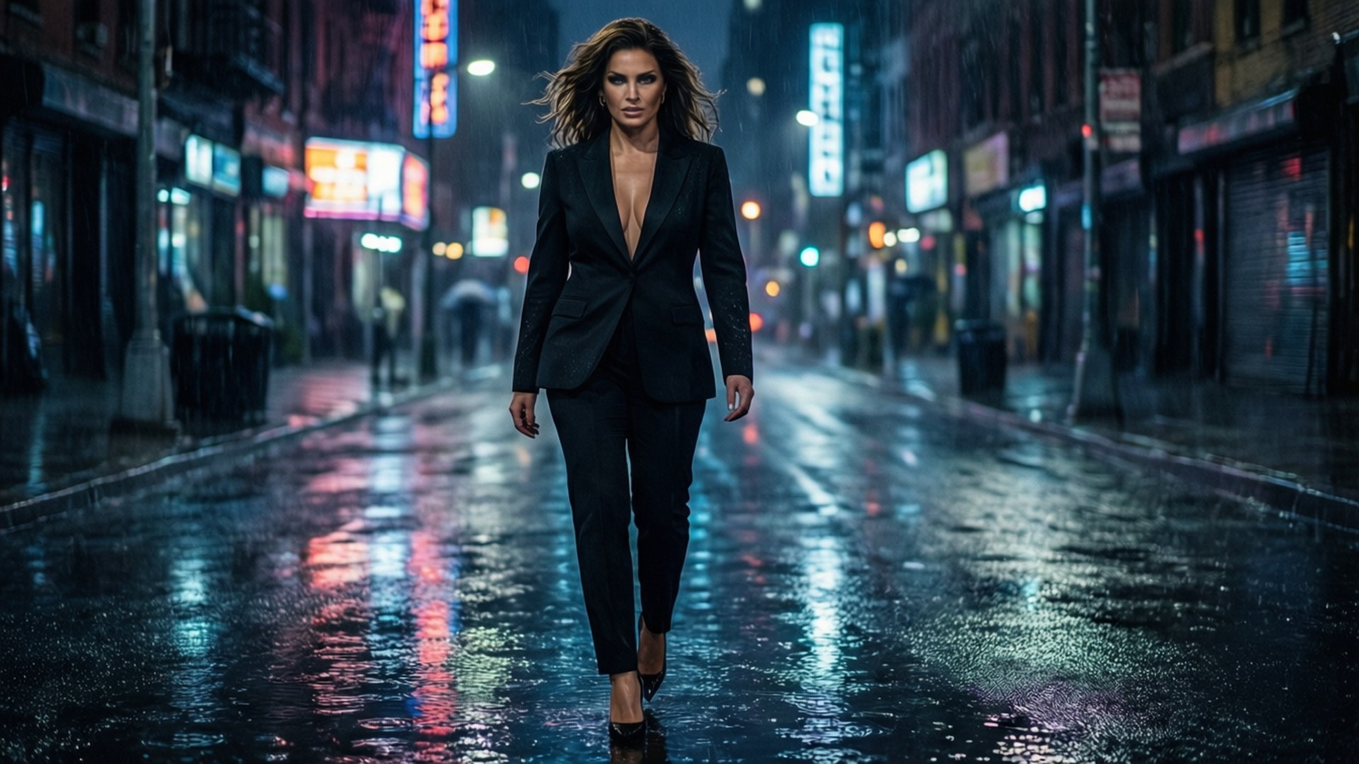 Neon Runway Stroll by Wallpapers.art Studio