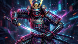 Neon Samurai Warrior