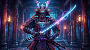 Neon Samurai Warrior