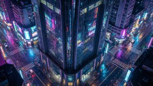Neon Skyscraper Night