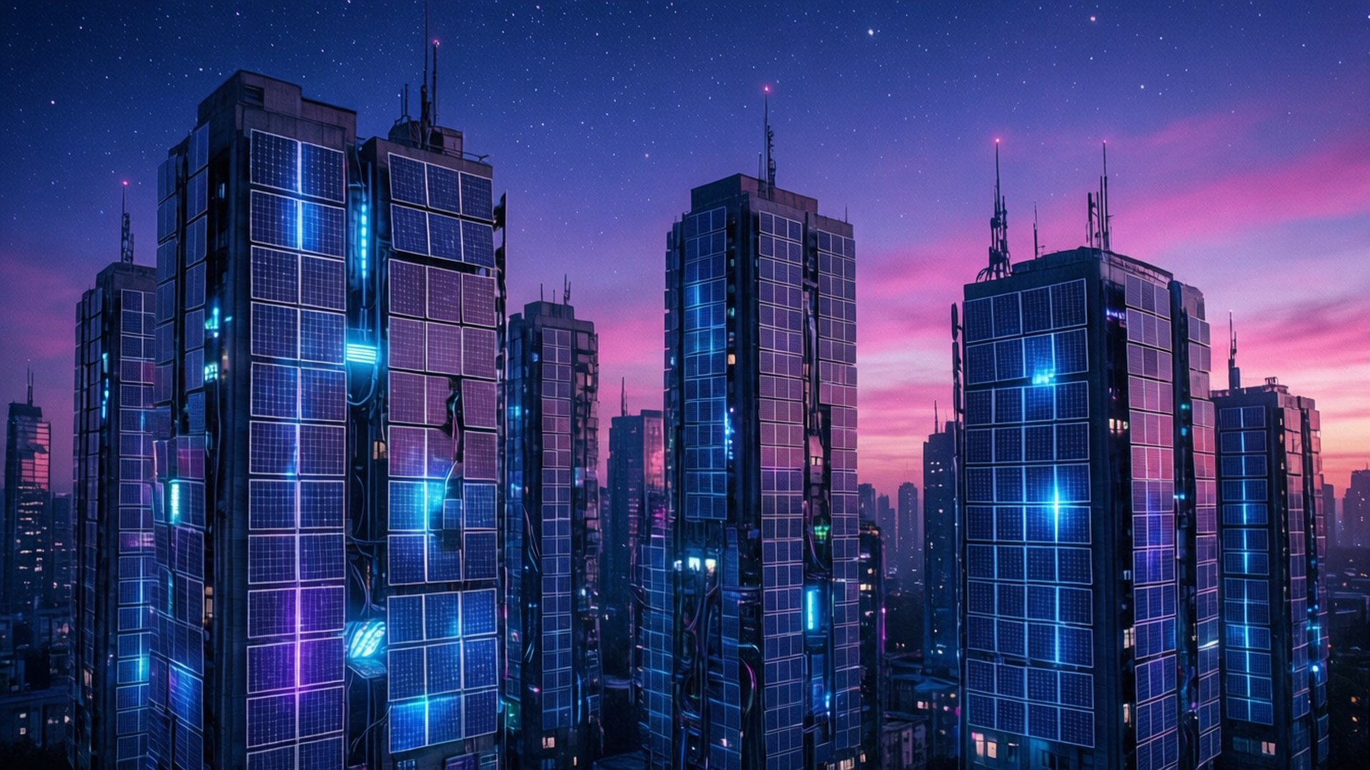 Neon Solar City by Wallpapers.art Studio