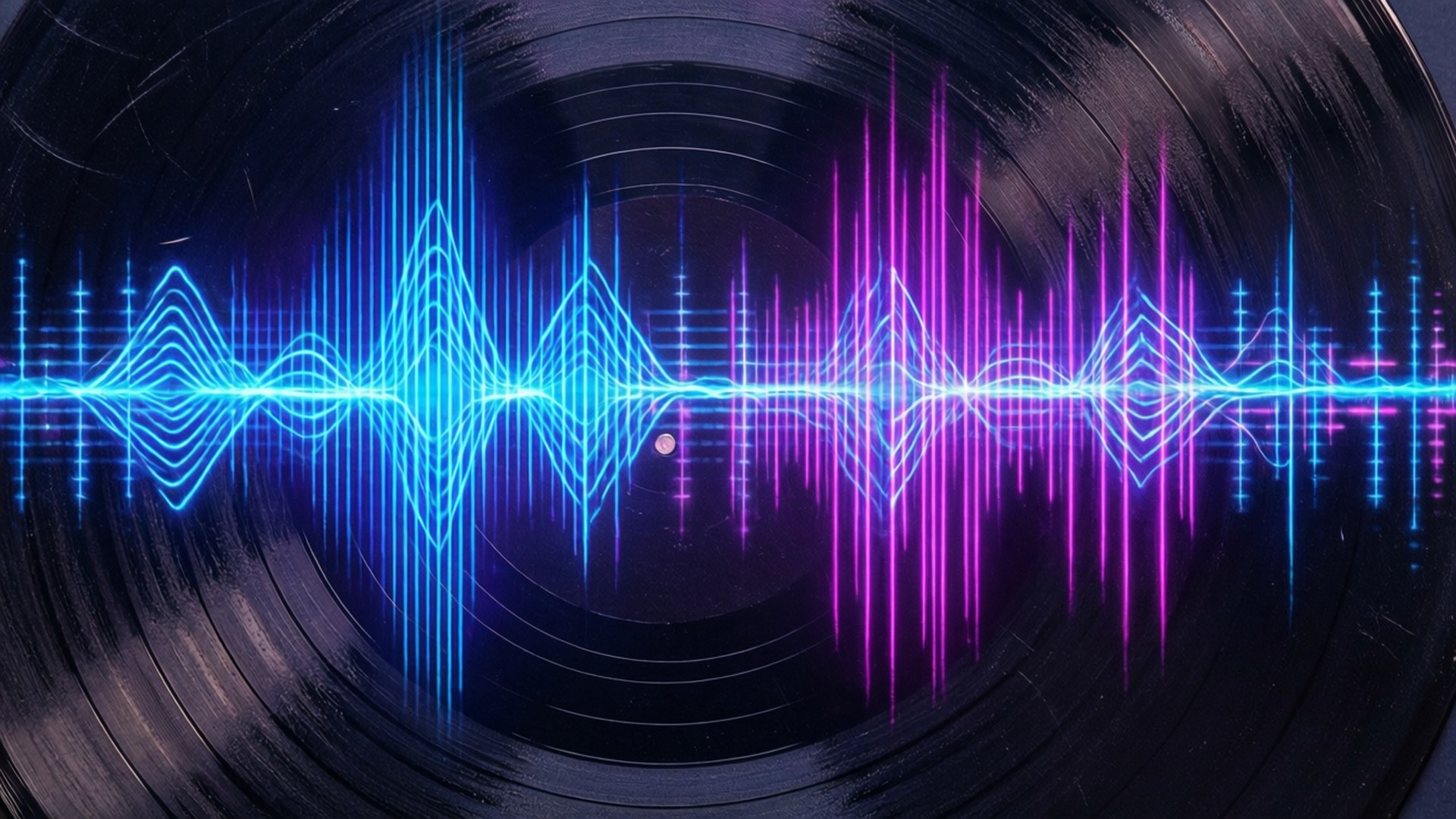 Neon Sound Waves by Wallpapers.art Studio