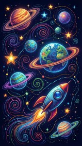 Neon Space Doodle