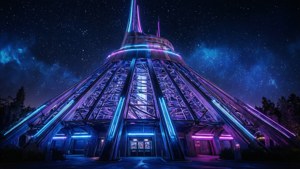 Neon Space Mountain Night