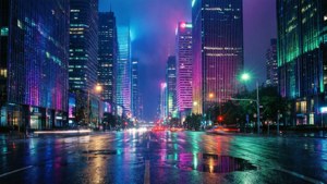 Neon Spectrum Cityscape