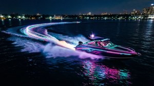 Neon Speedboat Night Wake