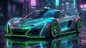 Neon Sports Car