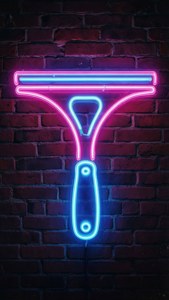 Neon Squeegee Sign Vaporwave