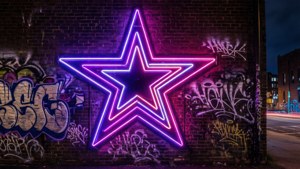 Neon Star on Brick