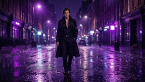 Neon Street Rain Walk