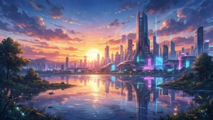 Neon Sunset Cityscape
