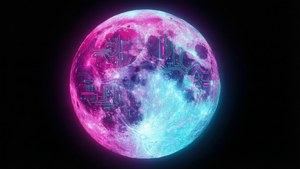 Neon Synthwave Moon