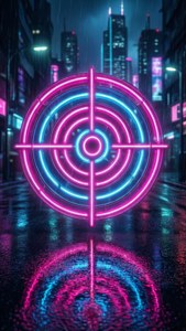Neon Target in Rain